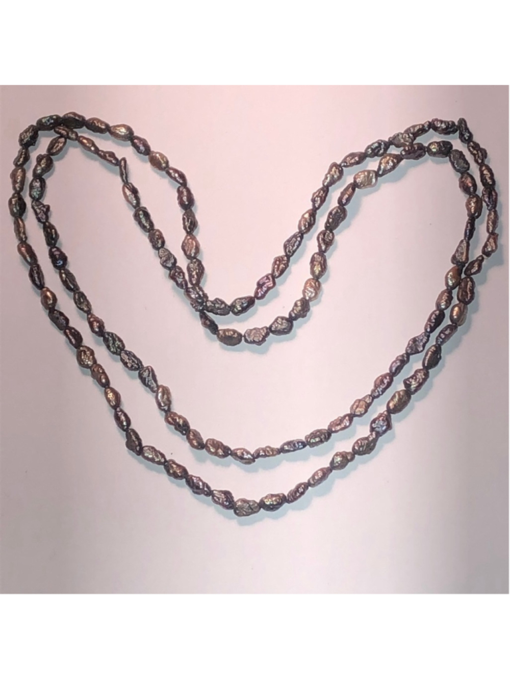 Genuine Dyed Gray Freshwater Pearls Single Strand Boho Necklace